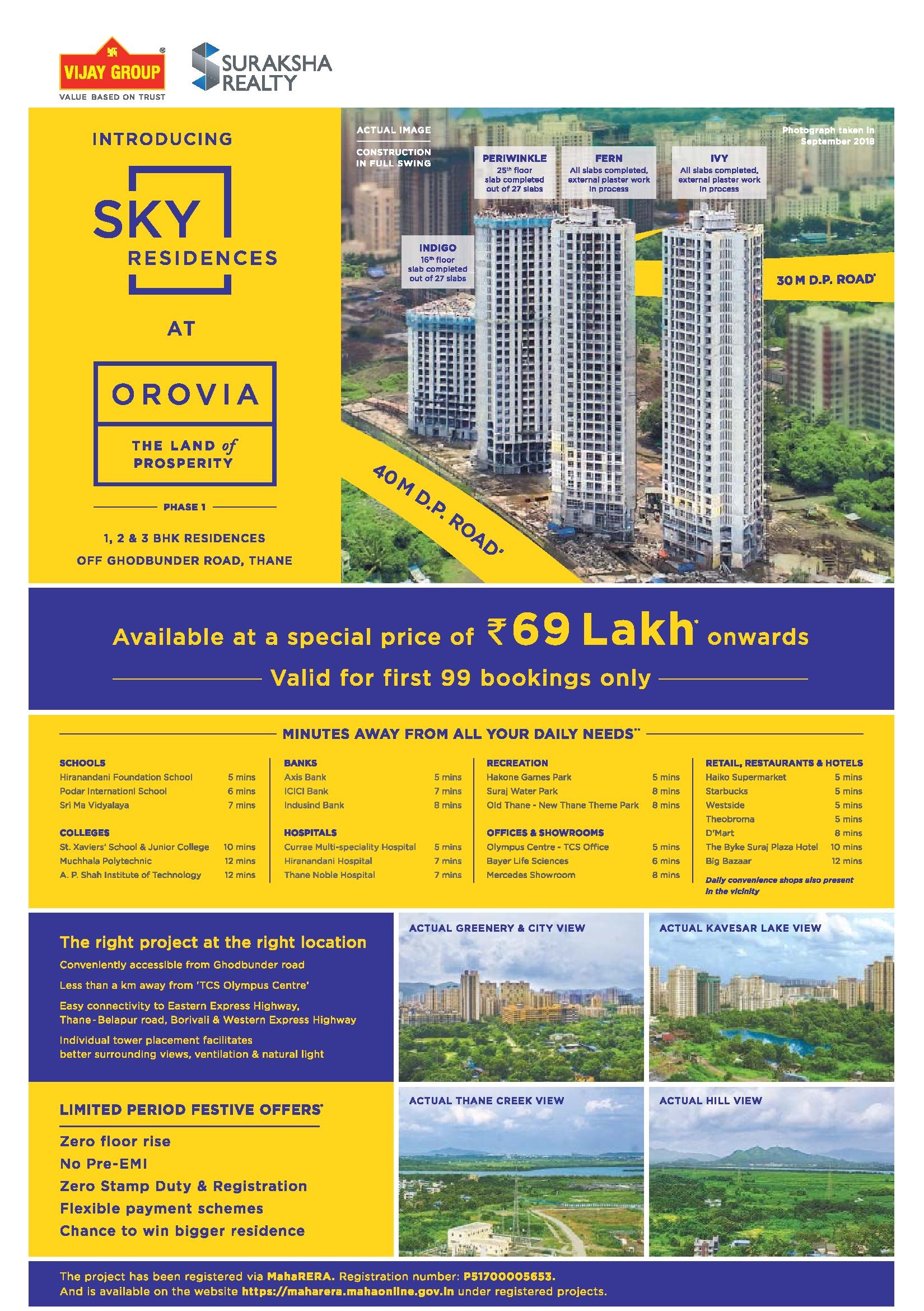 Vijay Groups introducing sky residences at Orovia in Mumbai Update